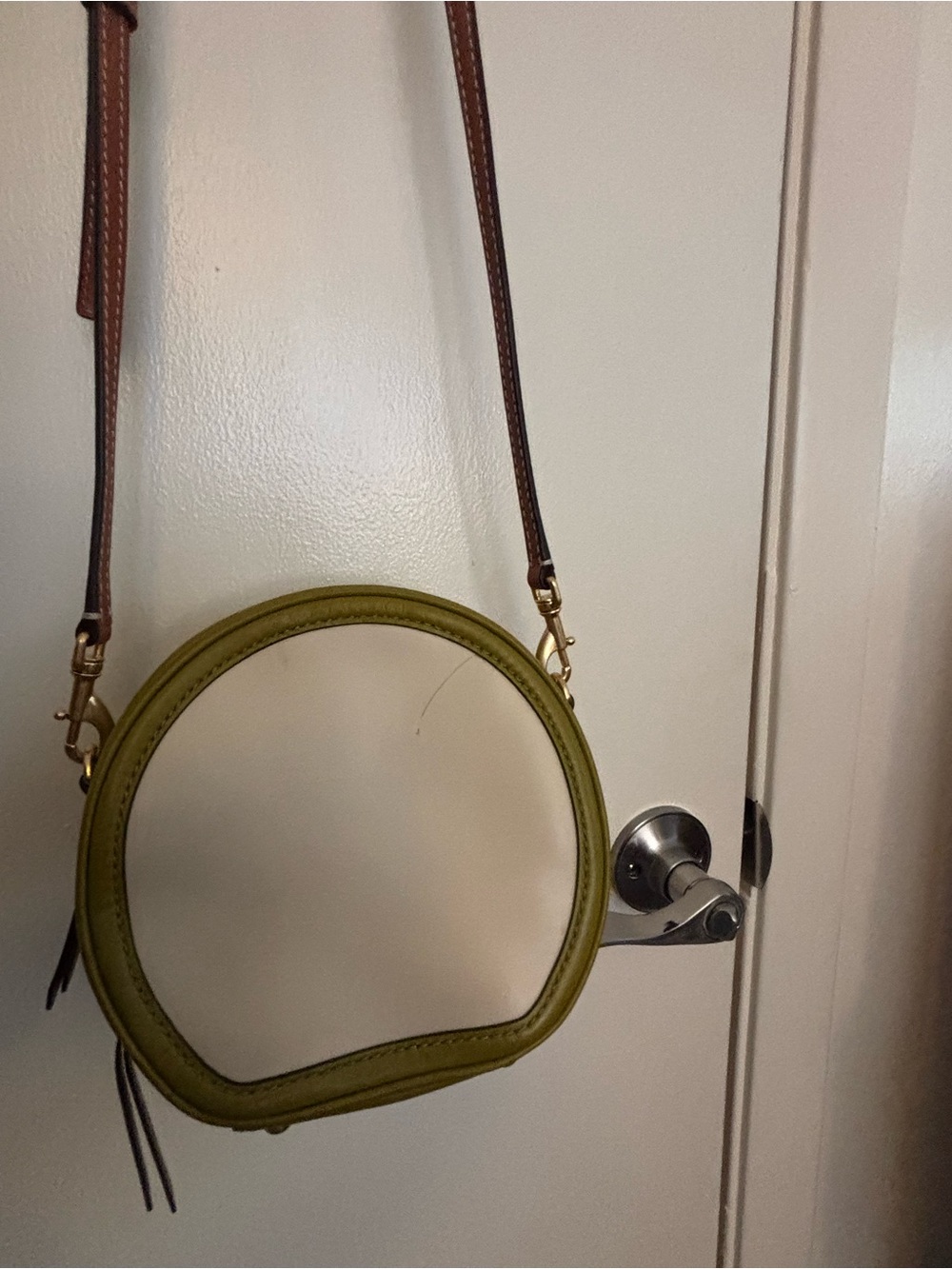 Tory Burch Olive Green Moon Crossbody Bag with Brown Strap - Picture 4 of 4
